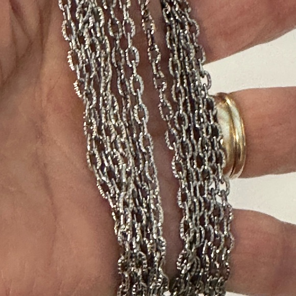 Vintage Trifari Silver Tone Multi-Strand Tassel Necklace Textured Ball Slider - Picture 6 of 8